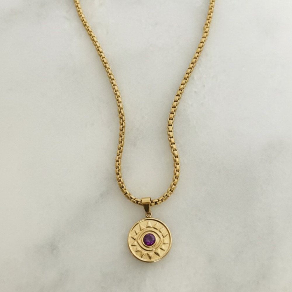 18K Gold Plated Evil Eye Necklace | Stainless Steel Women’s Pendant Chain